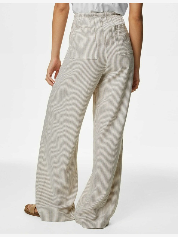 Marks & Spencer Široké nohavice Marks & Spencer s vysokým obsahom plátna off white