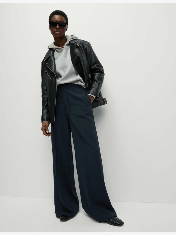 Marks & Spencer Krepové nohavice so širokými nohavicami a elastickým pásom Marks & Spencer námornícka modrá