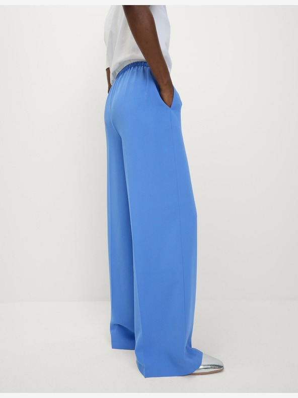 Marks & Spencer Krepové nohavice so širokými nohavicami a elastickým pásom Marks & Spencer modré