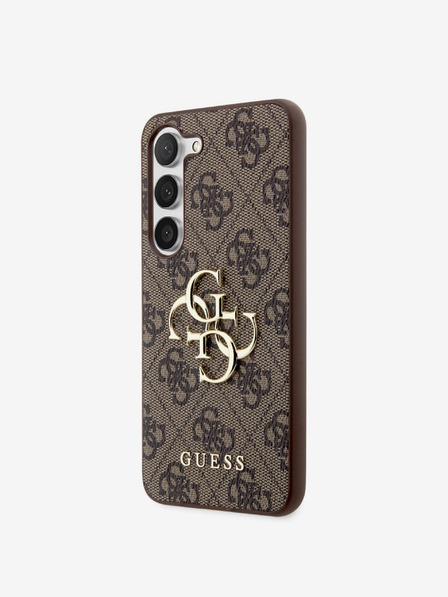 Guess Guess PU 4G Kovové logo Zadný kryt pre Samsung Galaxy S23 Brown