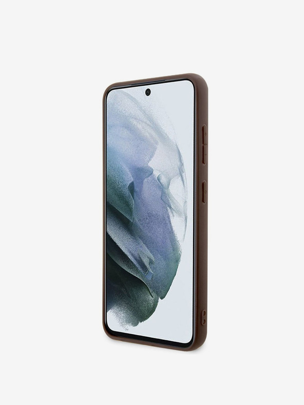 Guess Guess PU 4G Kovové logo Zadný kryt pre Samsung Galaxy S23 Brown