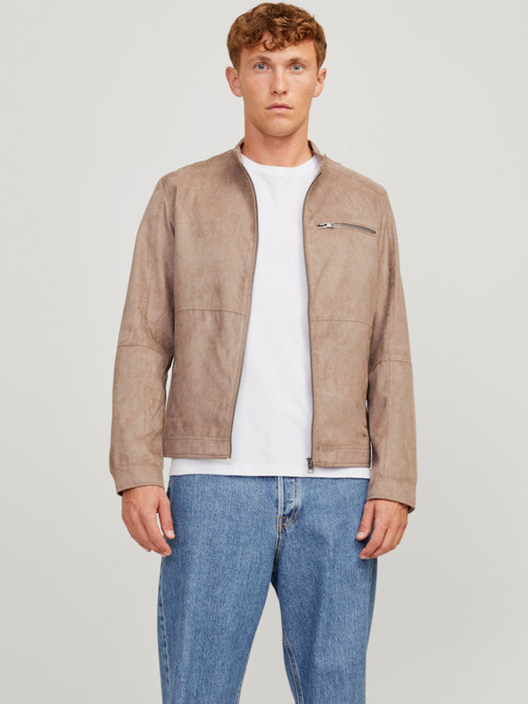 Jack & Jones Béžová pánska semišová bunda Jack & Jones