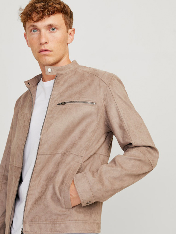 Jack & Jones Béžová pánska semišová bunda Jack & Jones
