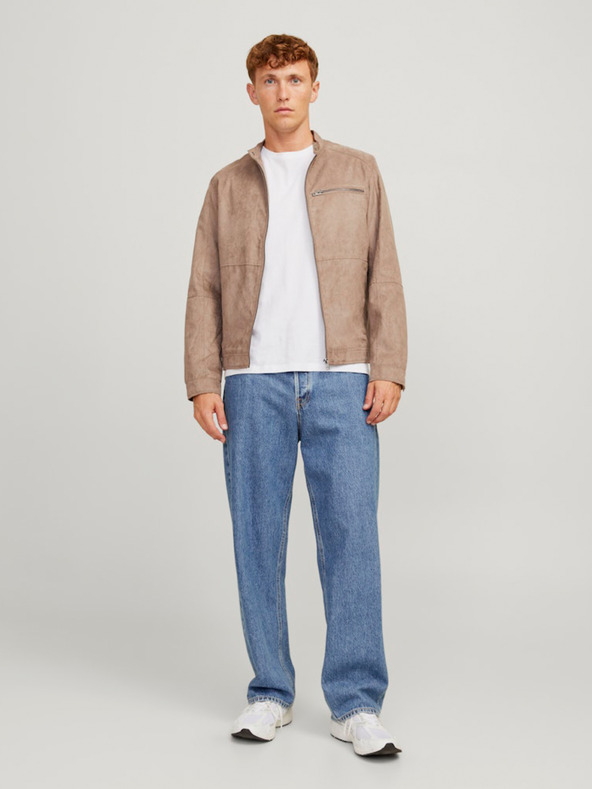 Jack & Jones Béžová pánska semišová bunda Jack & Jones