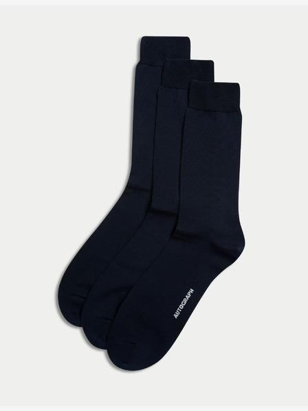 Marks & Spencer 3 páry ponožiek, vysoká egyptská bavlna Marks & Spencer námornícka modrá