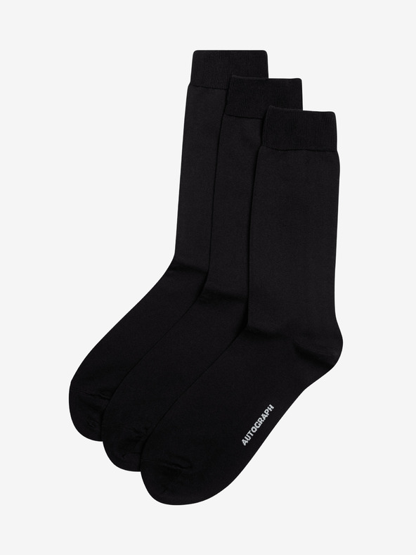 Marks & Spencer 3 páry ponožiek, vysoká egyptská bavlna Marks & Spencer čierna