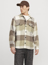 Jack & Jones Hnedá a béžová pánska kockovaná košeľa Jack & Jones Bradley