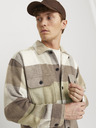 Jack & Jones Hnedá a béžová pánska kockovaná košeľa Jack & Jones Bradley