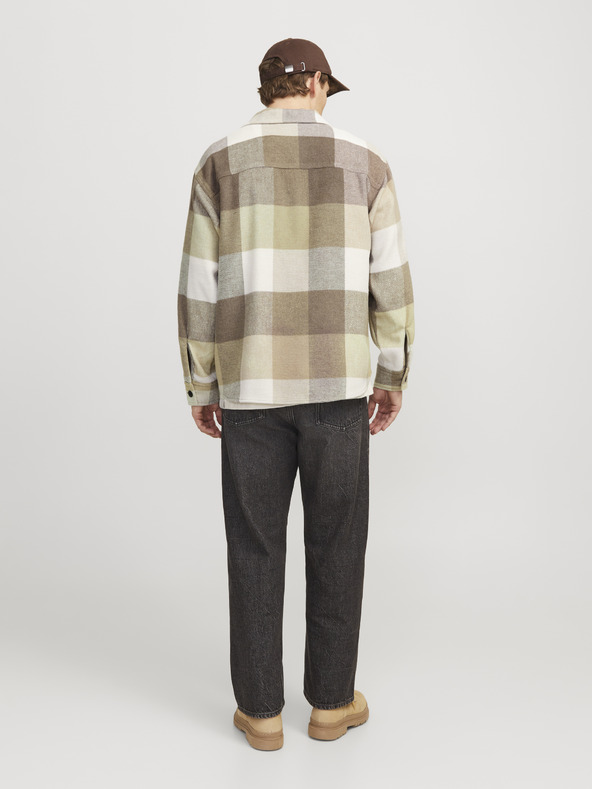 Jack & Jones Hnedá a béžová pánska kockovaná košeľa Jack & Jones Bradley