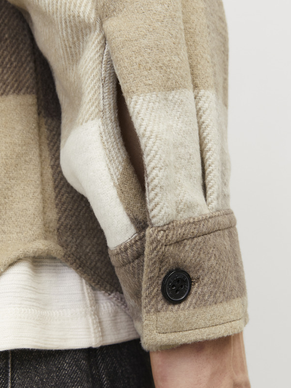 Jack & Jones Hnedá a béžová pánska kockovaná košeľa Jack & Jones Bradley
