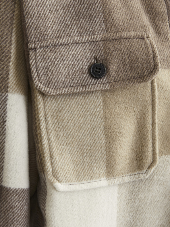 Jack & Jones Hnedá a béžová pánska kockovaná košeľa Jack & Jones Bradley