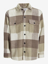 Jack & Jones Hnedá a béžová pánska kockovaná košeľa Jack & Jones Bradley