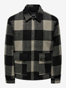 ONLY & SONS Šedá a čierna pánska kockovaná košeľová bunda ONLY & SONS Connor