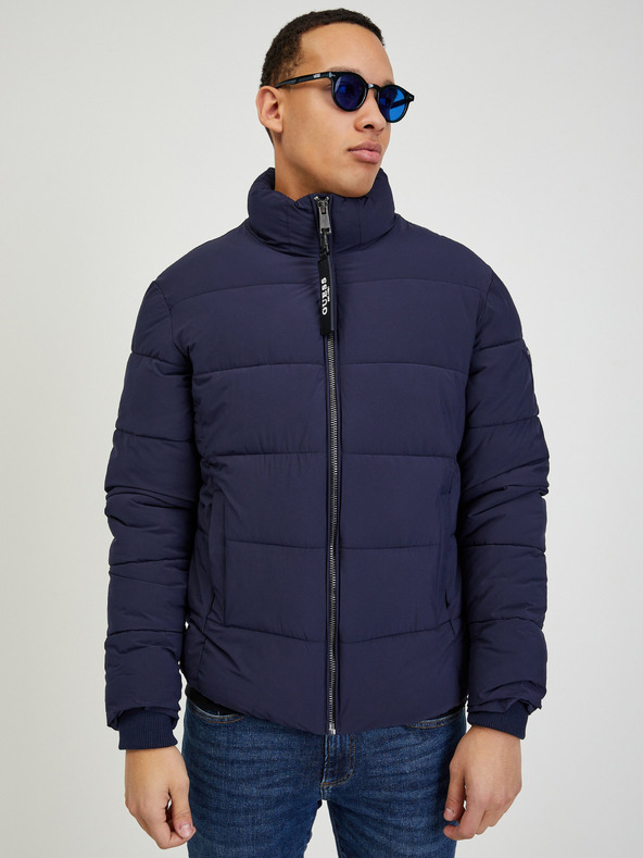 Guess Guess pánska tmavomodrá prešívaná zimná bunda