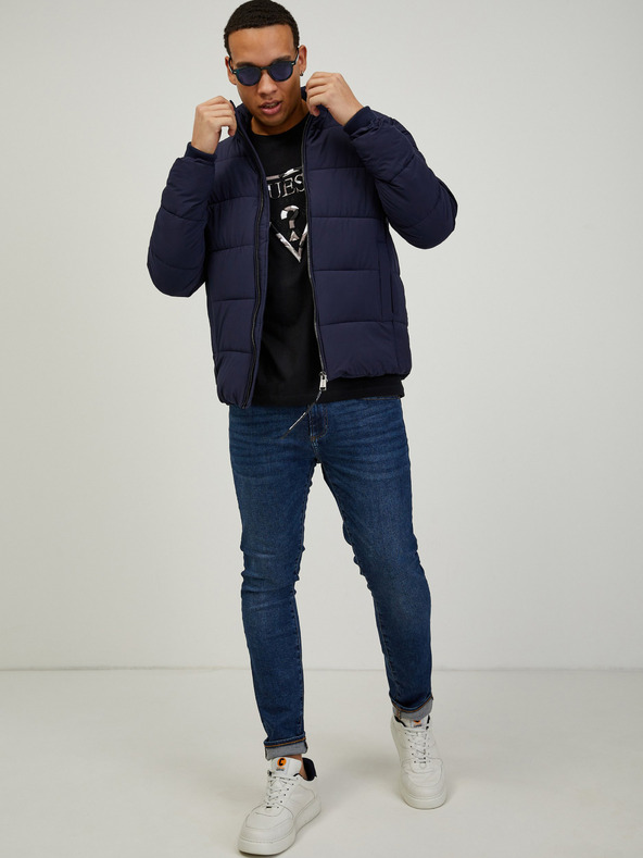 Guess Guess pánska tmavomodrá prešívaná zimná bunda