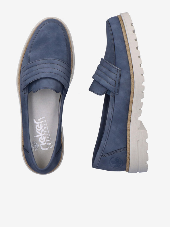 Rieker Tmavomodré dámske semišové mokasíny Rieker