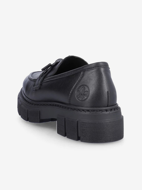 Rieker Čierne dámske kožené mokasíny Rieker