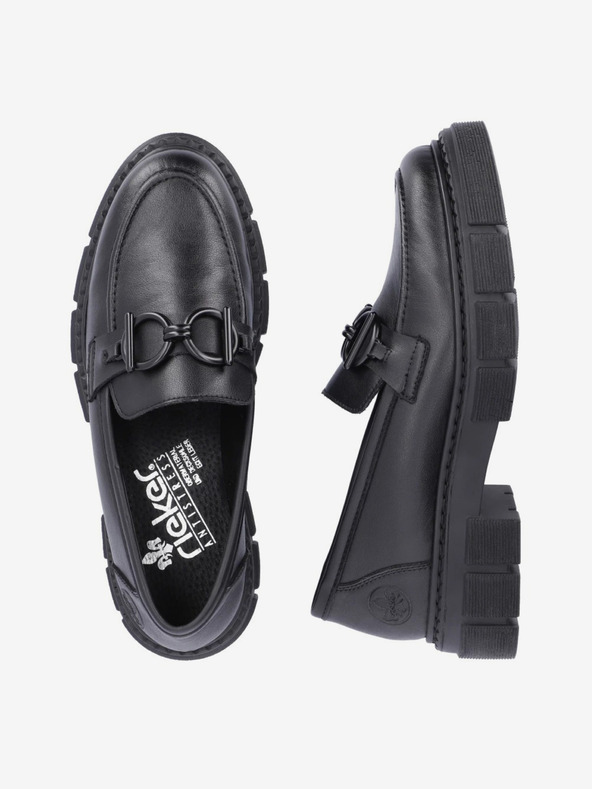 Rieker Čierne dámske kožené mokasíny Rieker