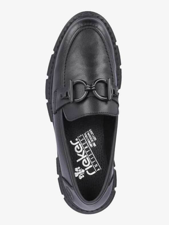 Rieker Čierne dámske kožené mokasíny Rieker