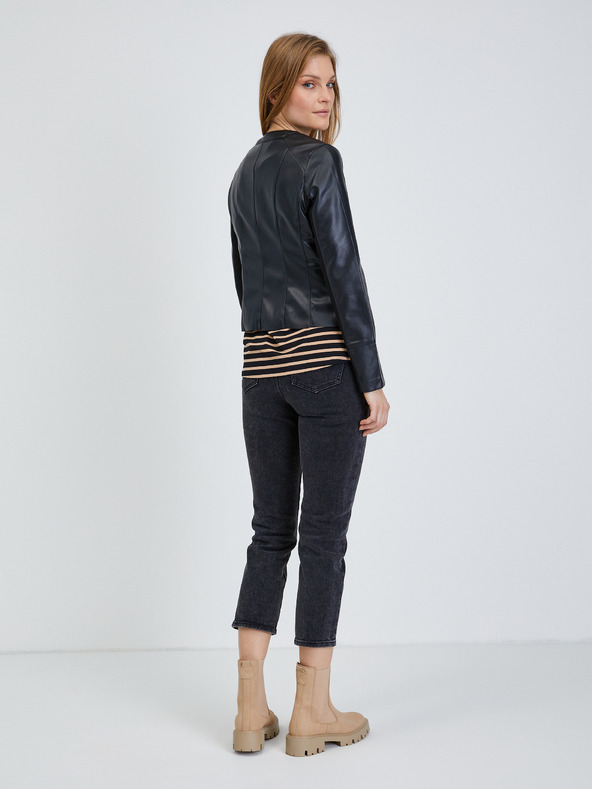 Orsay Čierna dámska kožená bunda ORSAY