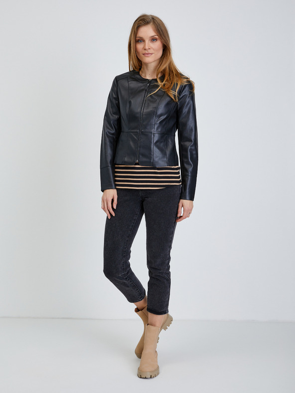 Orsay Čierna dámska kožená bunda ORSAY