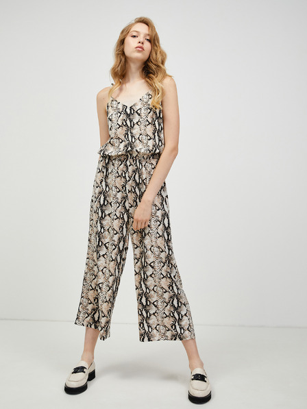 Vero Moda Čierno-béžový vzorovaný krátky overal VERO MODA Simply