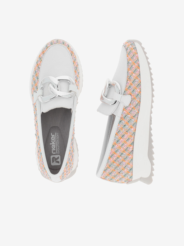 Rieker Biele dámske mokasíny Rieker