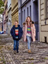 NAX Oranžovo-modrý chlapčenský pruhovaný sveter NAX MOERO