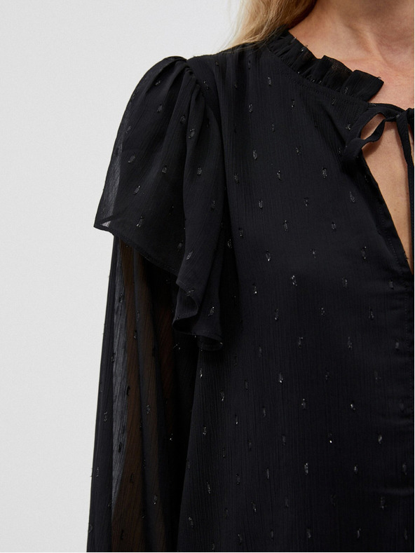 Moodo Čierna dámska blúzka s volánmi Moodo