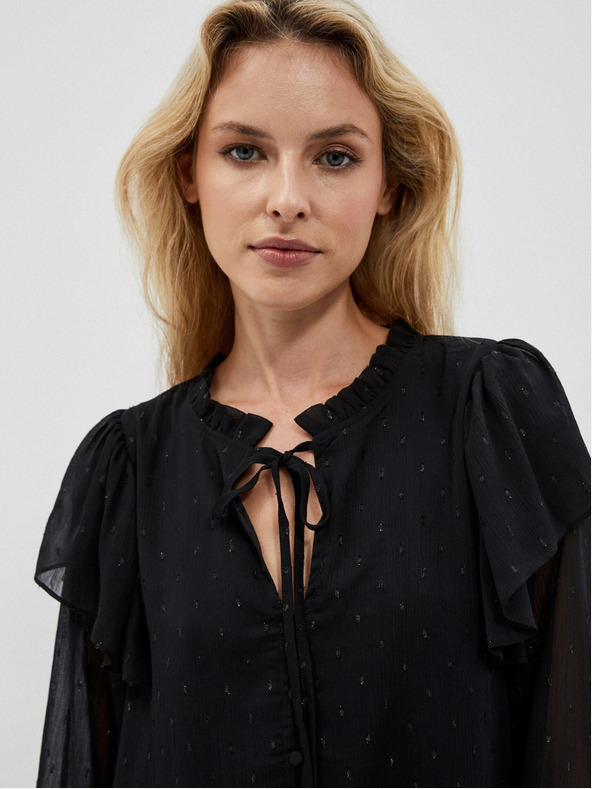 Moodo Čierna dámska blúzka s volánmi Moodo
