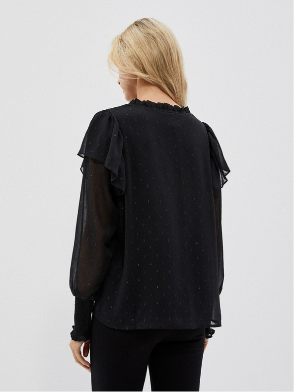 Moodo Čierna dámska blúzka s volánmi Moodo