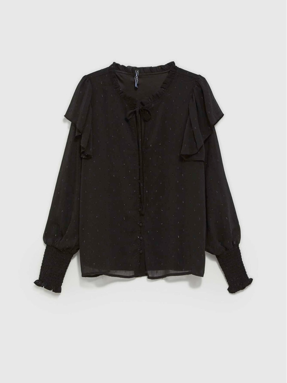Moodo Čierna dámska blúzka s volánmi Moodo