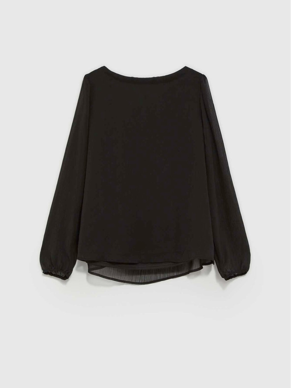 Moodo Čierna dámska blúzka s volánovými rukávmi Moodo