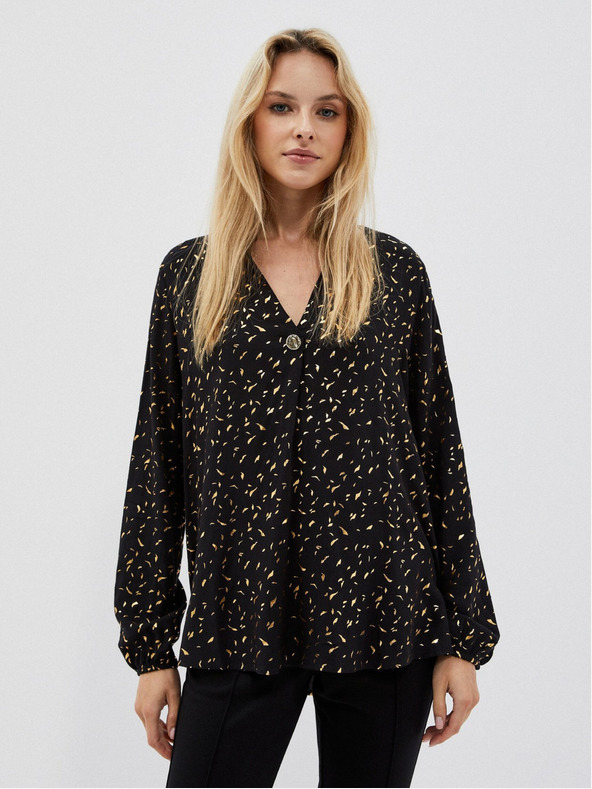 Moodo Čierna dámska blúzka s potlačou Moodo