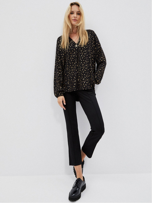 Moodo Čierna dámska blúzka s potlačou Moodo
