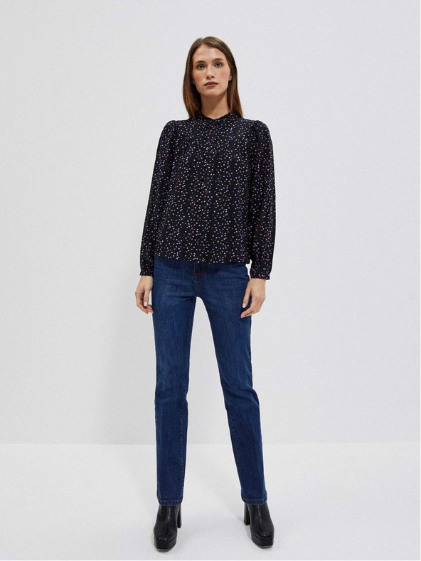 Moodo Čierna dámska vzorovaná blúzka Moodo