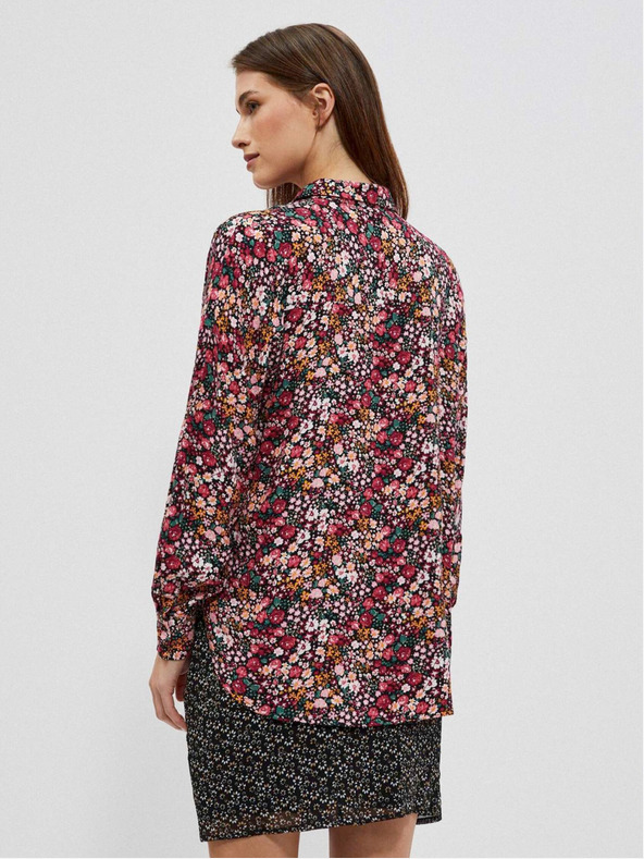 Moodo Ružovo-čierna dámska vzorovaná košeľa Moodo