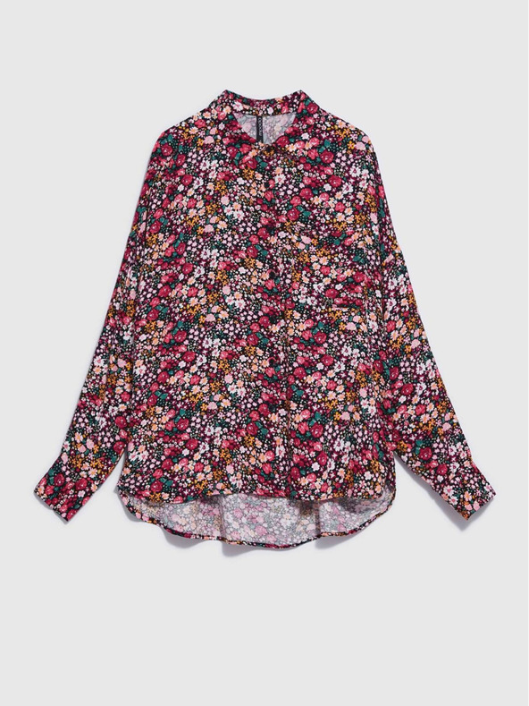 Moodo Ružovo-čierna dámska vzorovaná košeľa Moodo