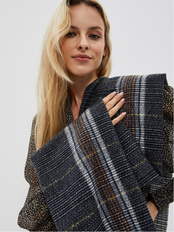 Moodo Čierny károvaný šál Moodo