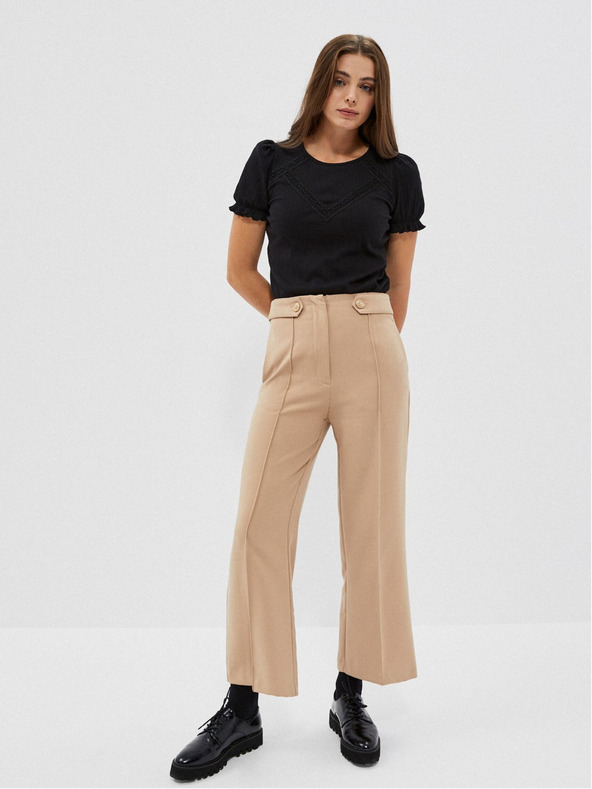 Moodo Čierna dámska blúzka s volánovými rukávmi Moodo