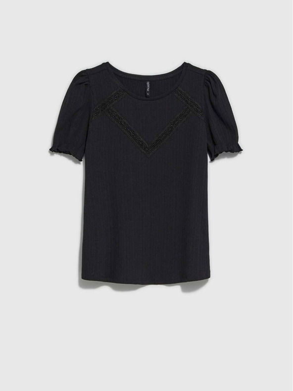 Moodo Čierna dámska blúzka s volánovými rukávmi Moodo