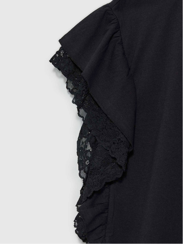 Moodo Čierna dámska blúzka s volánmi na ramenách Moodo