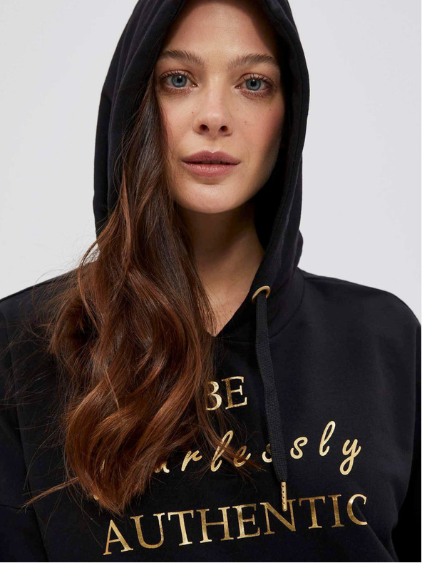 Moodo Čierna dámska mikina s kapucňou Moodo