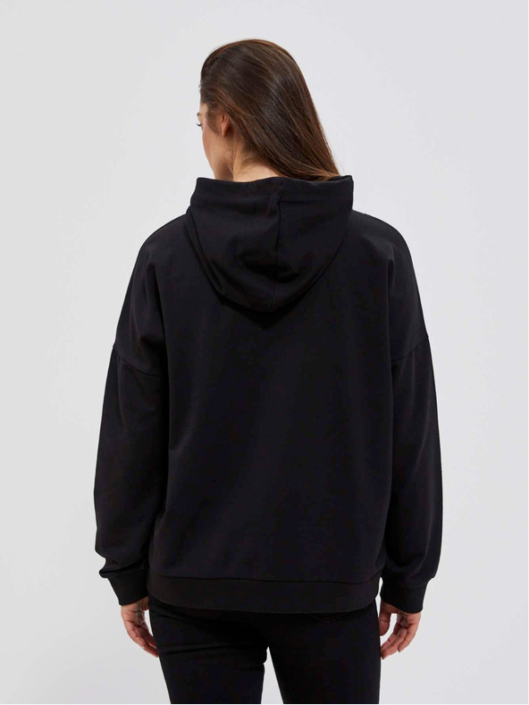 Moodo Čierna dámska mikina s kapucňou Moodo