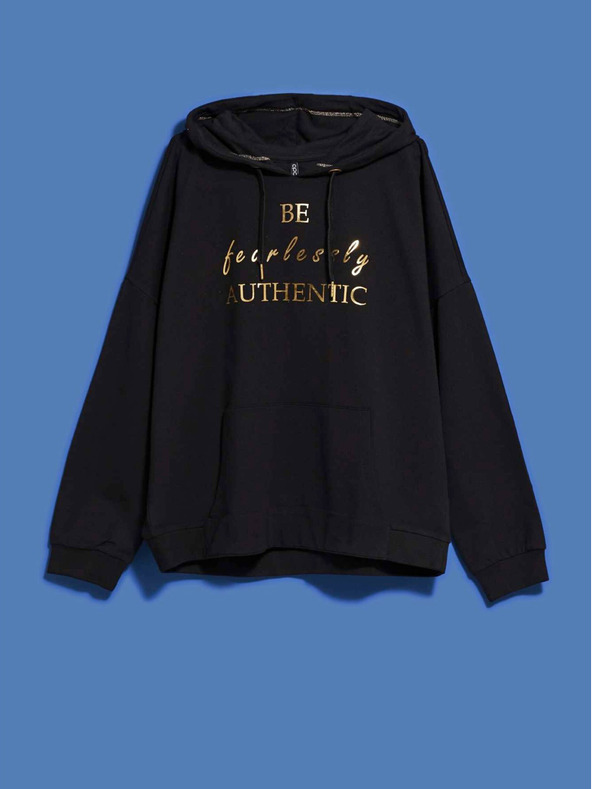 Moodo Čierna dámska mikina s kapucňou Moodo