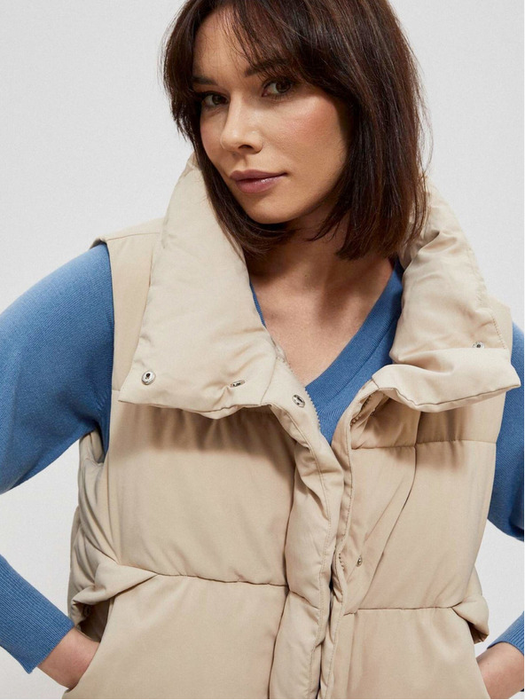 Moodo Béžová dámska prešívaná vesta Moodo