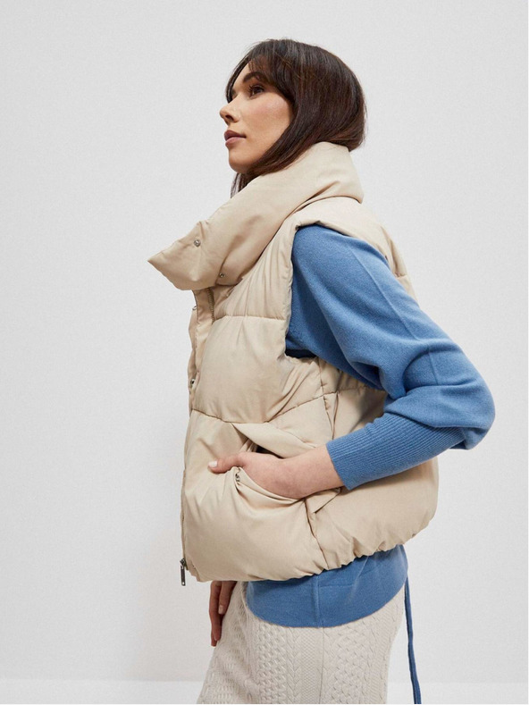 Moodo Béžová dámska prešívaná vesta Moodo