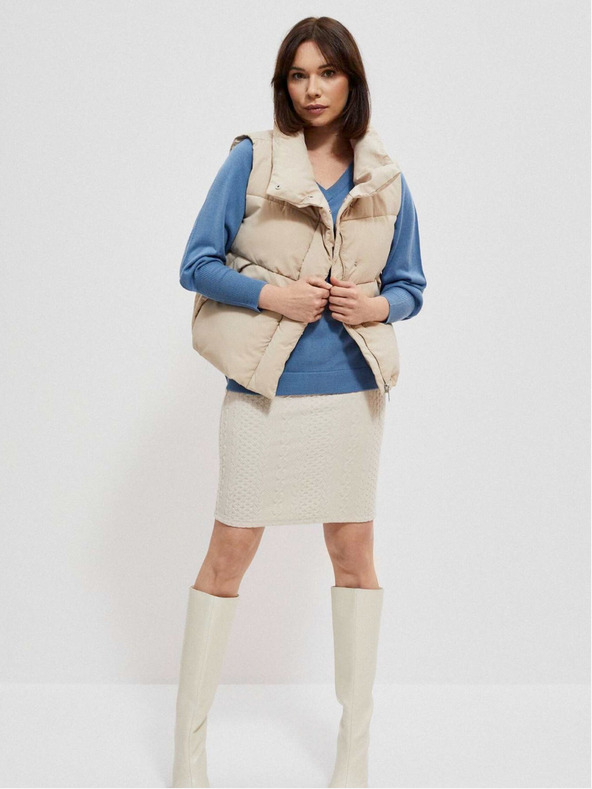 Moodo Béžová dámska prešívaná vesta Moodo