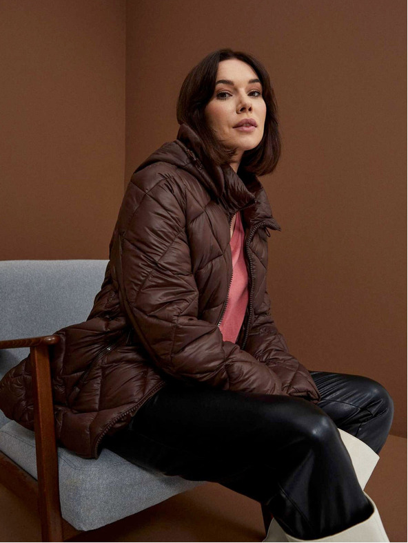 Moodo Hnedá dámska prešívaná bunda Moodo