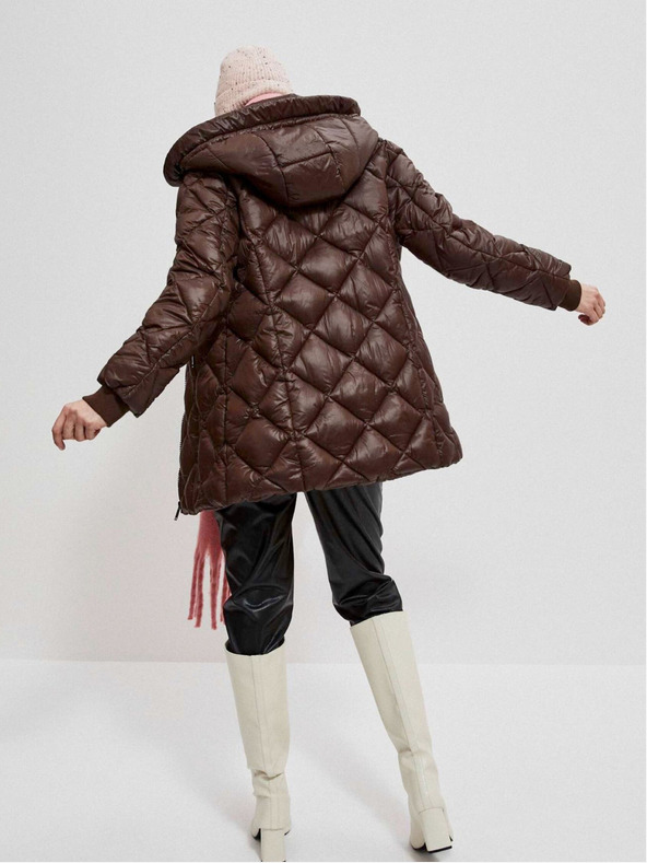 Moodo Hnedá dámska prešívaná bunda Moodo